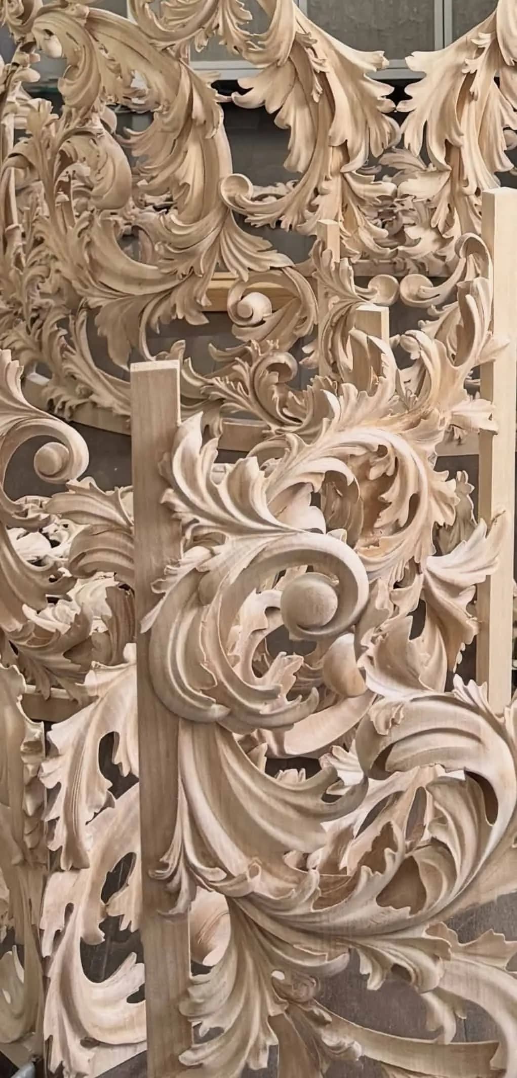 Baroque Acanthus Pipe Organ Shades Deeply undercut acanthus scrollwork for pipe organ shades, a custom wood carving by Alexander Grabovetskiy.